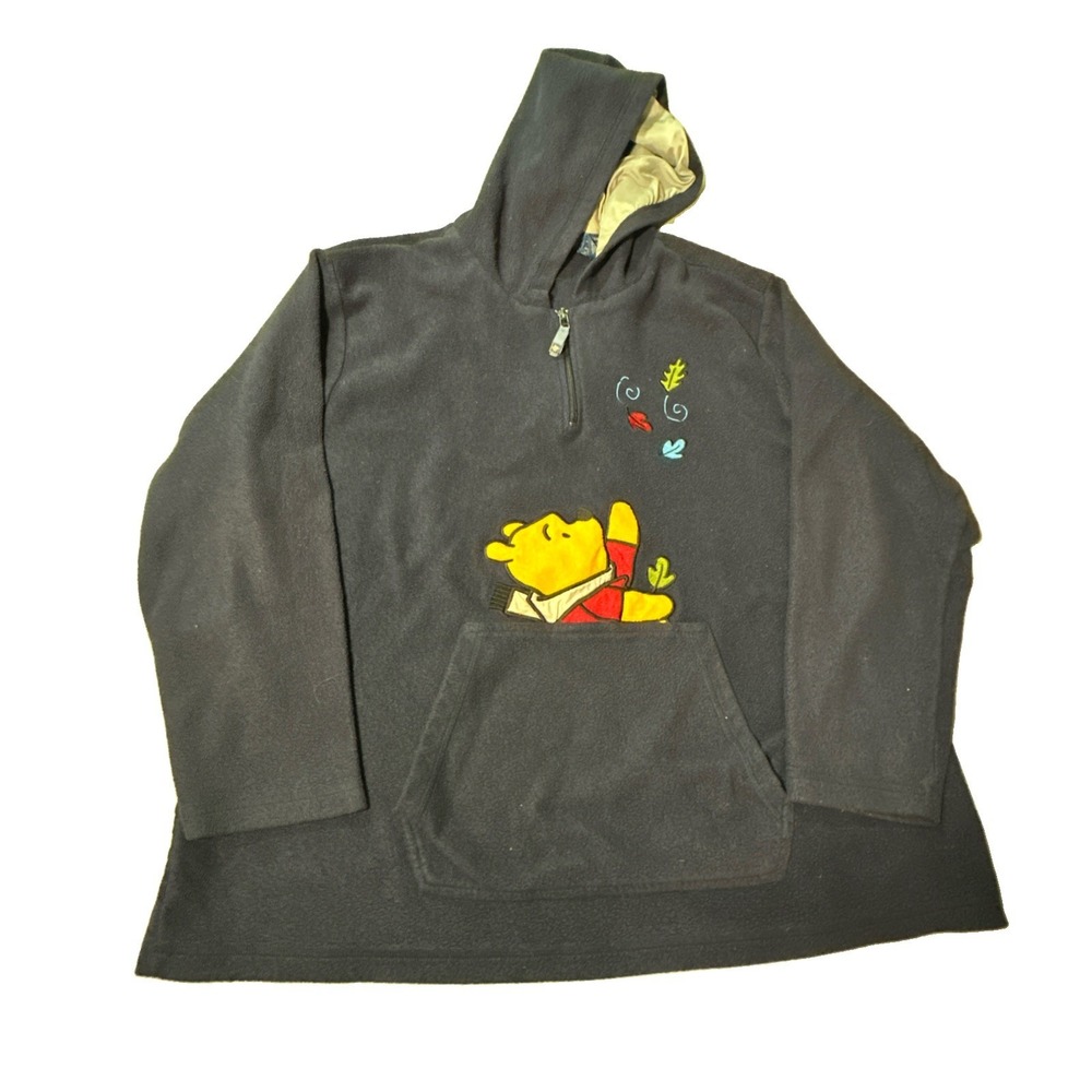 Vintage Disney Fleece Winnie The Pooh 1/4 Zip Pullover Hoodie Women's 26W/28W